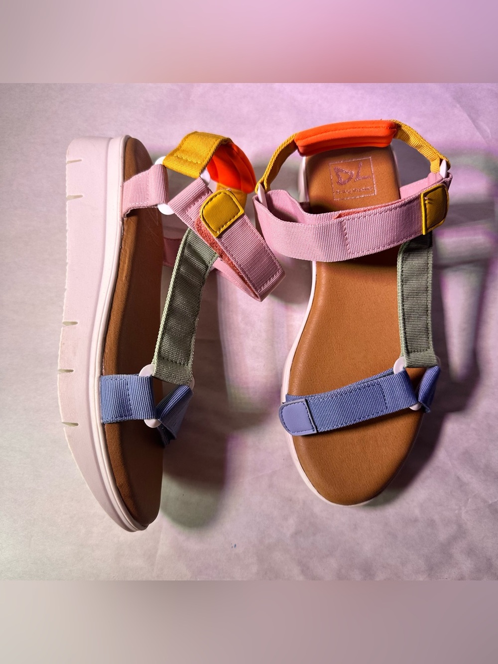 Pastel Multi-strap Platform Sandals in Pink, Blue, Mint & Yellow - Picture 5 of 10